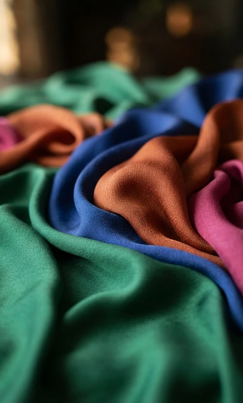 Tecidos de seda em cores intensas